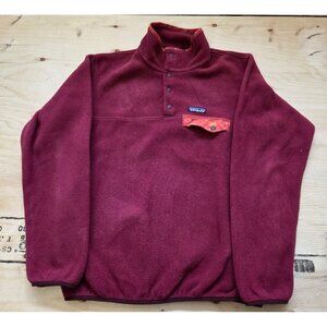 Patagonia Synchilla Snap-T Fleece Pullover Men's Medium Burgundy Aztec Pocket